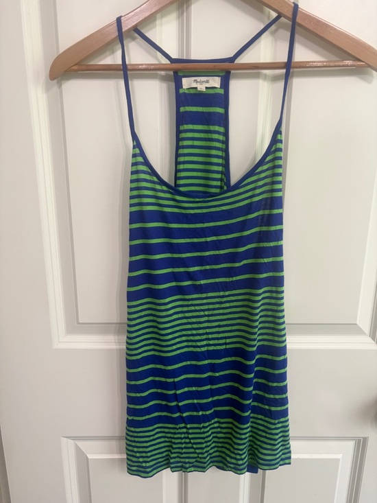 Madewell Tops - Madewell Blue & Green Striped women’s size L Racerback tank top. Vintage 2013.